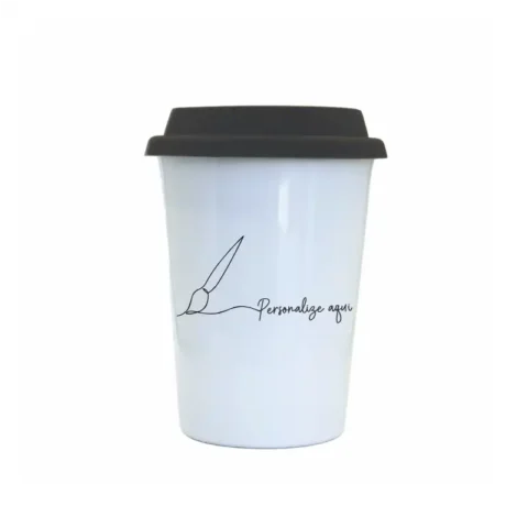 Copo Personalizado TRIP Branco Com Tampa Preta 300ML