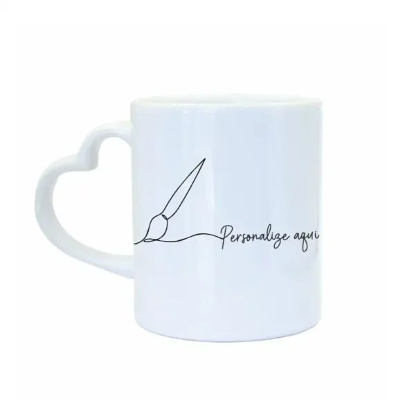 Caneca Branca Personalizada com alça com alça de coração