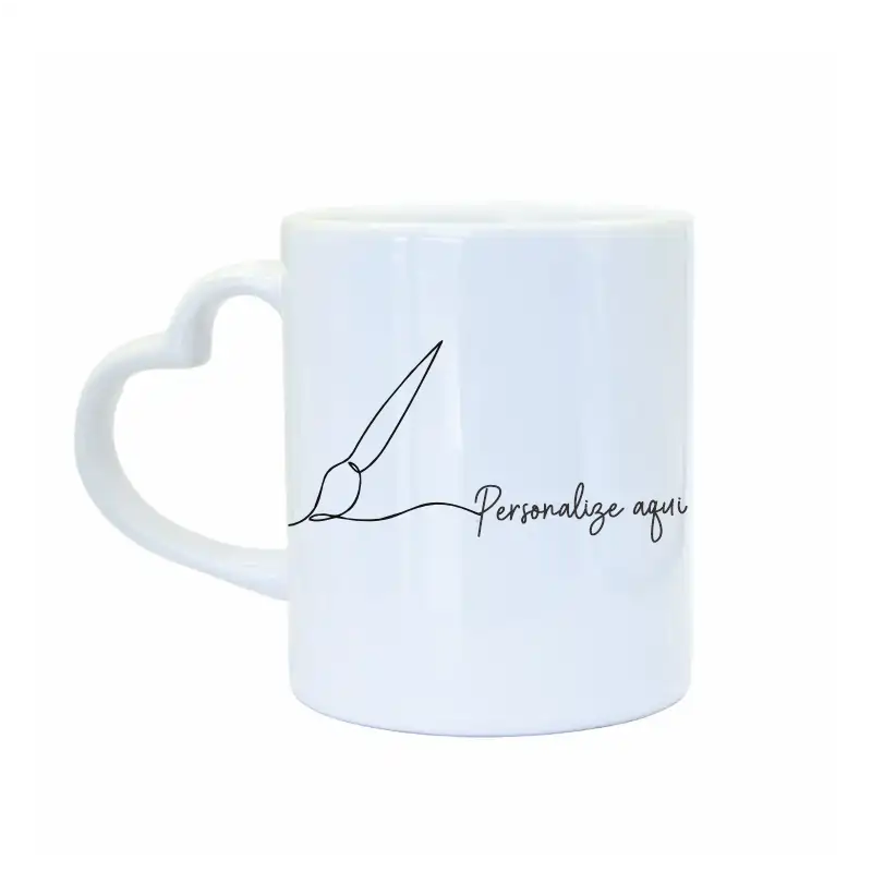 Caneca Branca Personalizada com alça com alça de coração