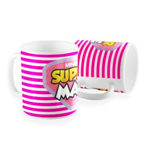 Caneca super mãe listrado rosa
