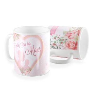 Caneca dia das Mães madeira floral love
