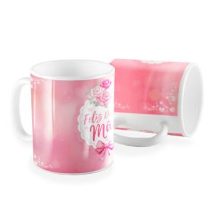 Caneca dia das Mães floral coracao