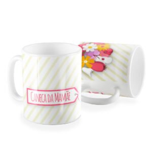 Caneca caneca da mamãe listra floral
