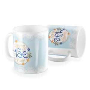 Caneca mãe ela me deu amor floral poa azul