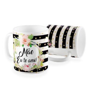 Caneca mãe eu te amo listrado