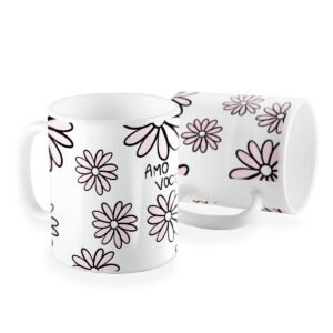 Caneca flores amo você mãe