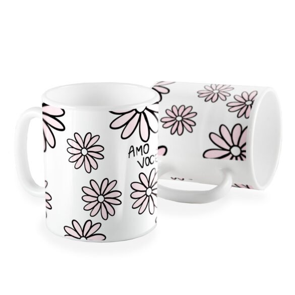 Caneca flores amo você mãe
