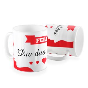 Caneca feliz dia das Mães vermelho