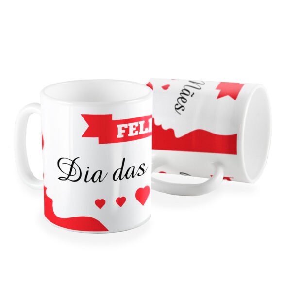 Caneca feliz dia das Mães vermelho