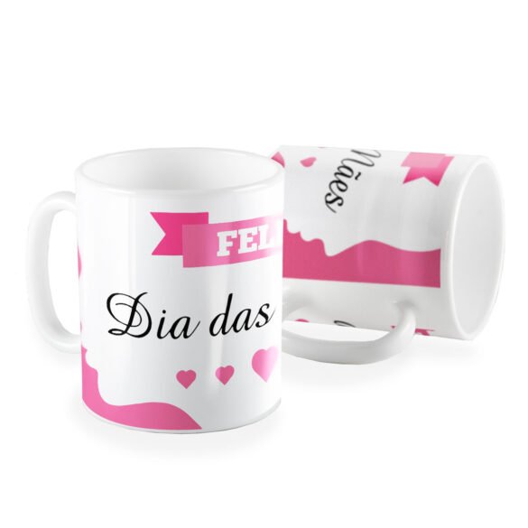 Caneca feliz dia das Mães rosa