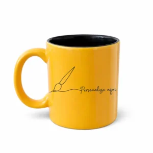 CANECA PERSONALIZADA AMARELA COM INTERIOR PRETO 300 ML